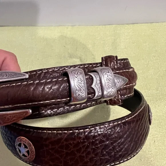 Brown Leather Belt with Silver Buckle. 36 - Picture 3 of 8